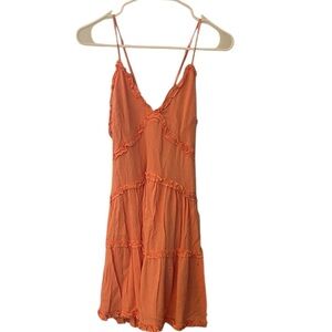 New with tags! Altar’d State Orange Ruffled Spaghetti Strap Dress
